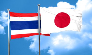 Japonya bayrağı, 3d render ile Tayland bayrağı