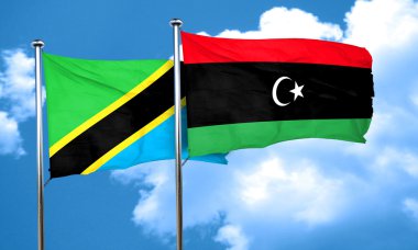 Libya bayrağı, 3d render ile Tanzanya bayrak