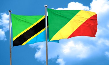 Kongo bayrak, 3d render ile Tanzanya bayrak