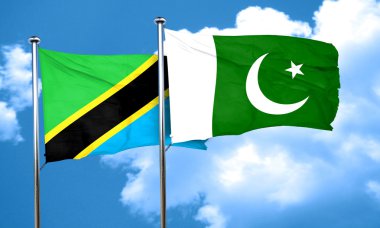 Pakistan bayrağı, 3d render ile Tanzanya bayrak