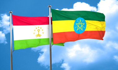 Tacikistan bayrağı Etiyopya bayrağı, 3d render ile