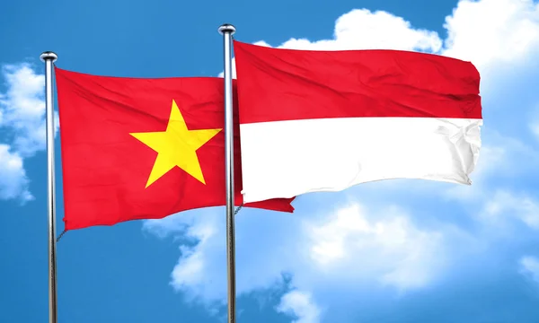 Vietnam vlajka vlajka Indonésie, 3d vykreslování — Stock fotografie