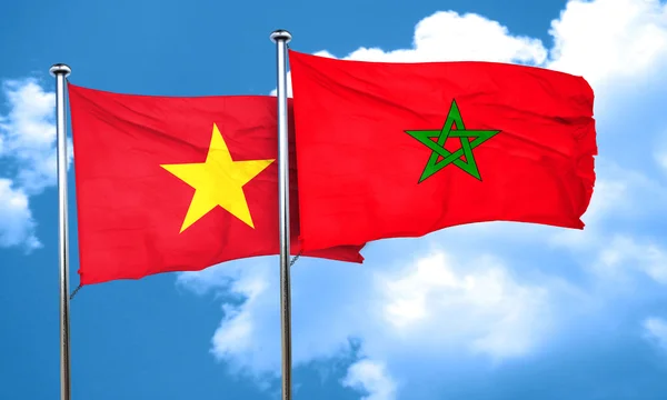 Vlajka vlajka Vietnamu s Marokem, 3d vykreslování — Stock fotografie