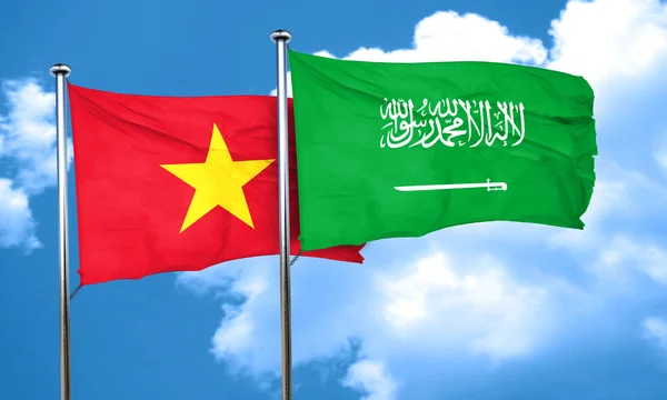 Vietnam flag with Saudi Arabia flag, 3D rendering — Stock Photo, Image