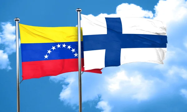 Venezuela Flagge mit finnischer Flagge, 3D-Darstellung — Stockfoto