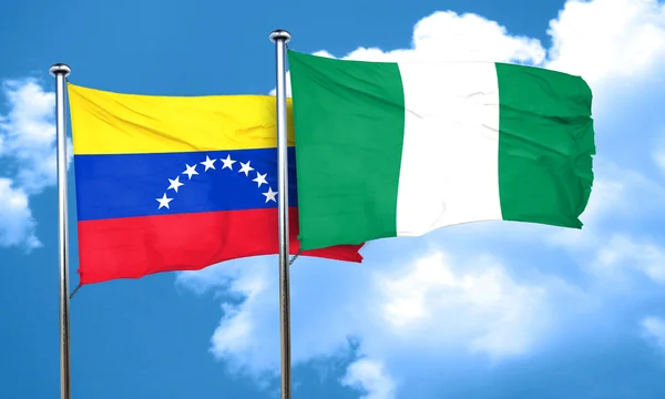 Venezuela lobogója Nigéria zászló, 3d-leképezés — Stock Fotó