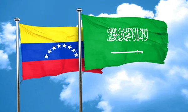 Venezuela flag with Saudi Arabia flag, 3D rendering — Stock Photo, Image