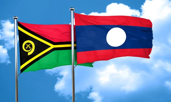 Vanatu σημαία με τη σημαία του Λάος, 3d rendering — Φωτογραφία Αρχείου