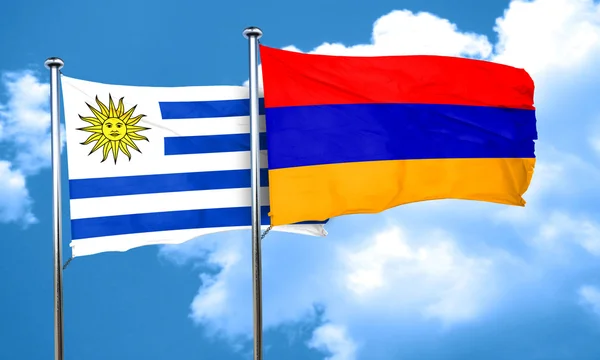 Σημαία της Ουρουγουάης με σημαία της Αρμενίας, 3d rendering — Φωτογραφία Αρχείου