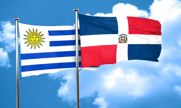 Bandiera Uruguay con bandiera Repubblica Dominicana, rendering 3D — Foto Stock