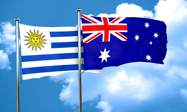 Σημαία της Ουρουγουάης με σημαία Αυστραλίας, 3d rendering — Φωτογραφία Αρχείου