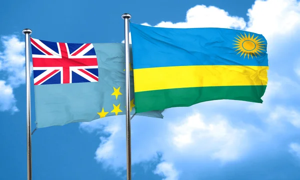 Tuvalu flag with rwanda flag, 3D rendering