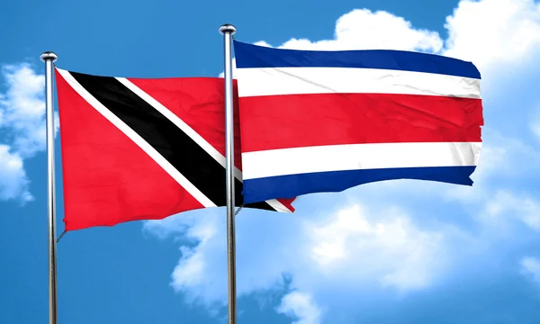 Trinidad and tobago flag with Costa Rica flag, 3D rendering — Stock Photo, Image
