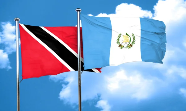 Trinidad and tobago flag with Guatemala flag, 3D rendering — Stock Photo, Image