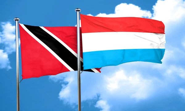 Trinidad and tobago flag with Luxembourg flag, 3D rendering — Stock Photo, Image