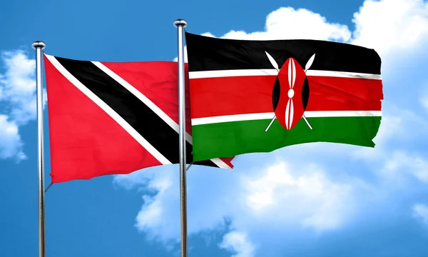 Trinidad och Tobagos flagga med Kenyas flagga, 3d-rendering — Stockfoto