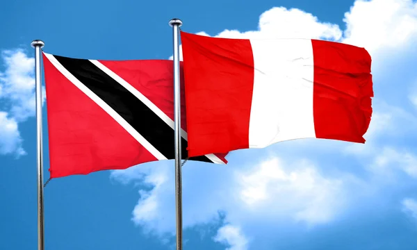 Trinidad and tobago flag with Peru flag, 3D rendering — Stock Photo, Image