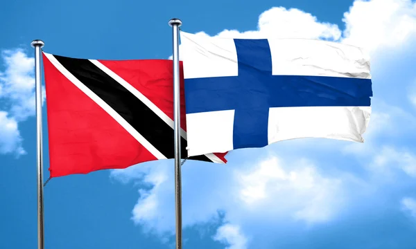 Trinidad and tobago flag with Finland flag, 3D rendering — Stock Photo, Image