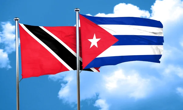 Bandeira de Trinidad e tobago com bandeira de cuba, renderização 3D — Fotografia de Stock