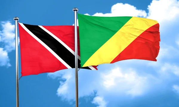 Σημαία του Τρινιντάντ και Τομπάγκο με σημαία Κονγκό, 3d rendering — Φωτογραφία Αρχείου