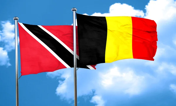 Trinidad and tobago flag with Belgium flag, 3D rendering — Stock Photo, Image