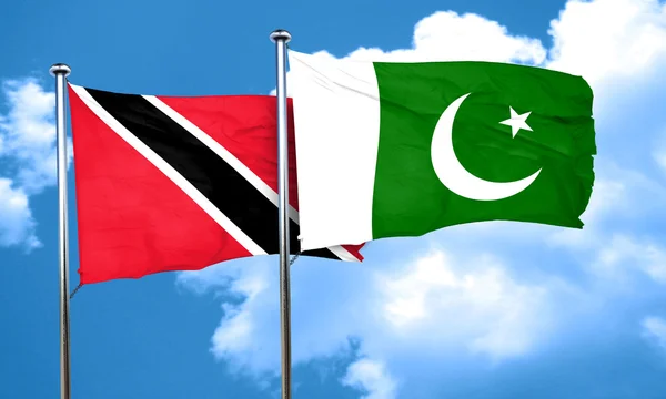 Trinidad and tobago flag with Pakistan flag, 3D rendering — Stock Photo, Image