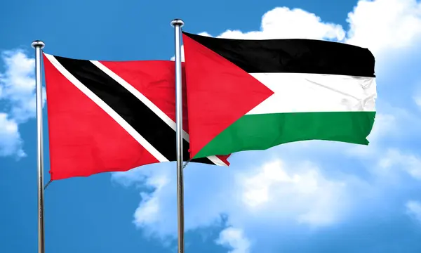 Dolar Trinidad a tobago vlajka s Palestině vlajka, 3d vykreslování — Stock fotografie
