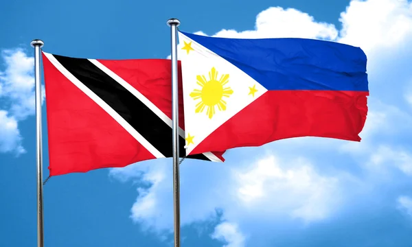 Trinidad and tobago flag with Philippines flag, 3D rendering — Stock Photo, Image