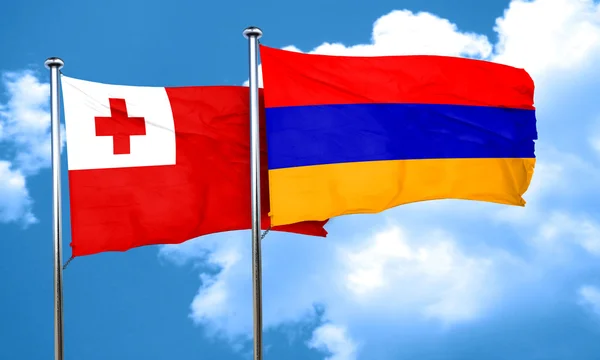 Σημαία της Τόνγκα με σημαία της Αρμενίας, 3d rendering — Φωτογραφία Αρχείου
