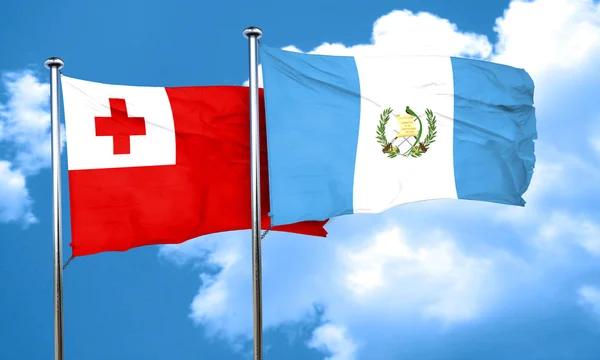 Tonga flag with Guatemala flag, 3D rendering