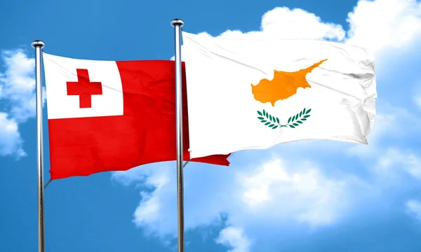 Tonga flag with Cyprus flag, 3D rendering