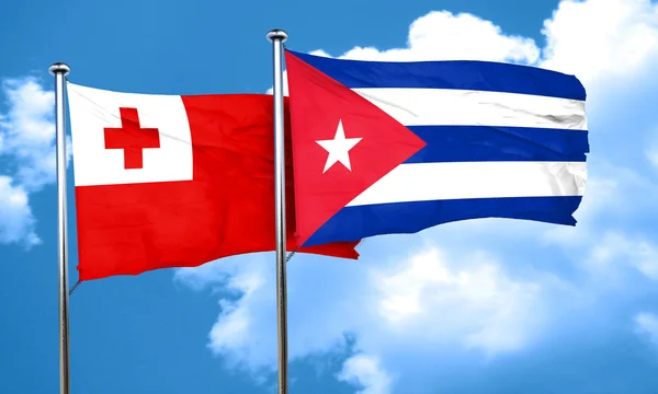 Tonga vlajka Kuby vlajka, 3d vykreslování — Stock fotografie
