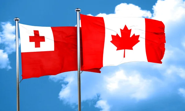 Tonga flag with Canada flag, 3D rendering — Stock Photo, Image