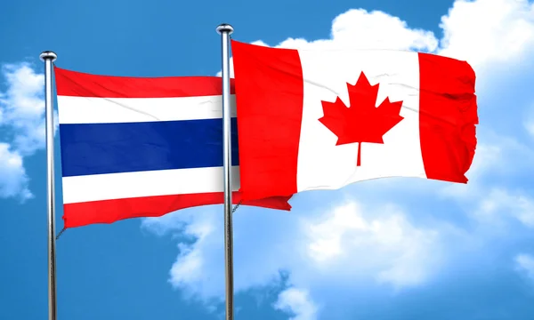 Bandera de Tailandia con bandera de Canadá, representación 3D —  Fotos de Stock