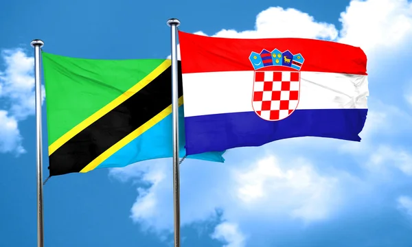 Bandeira da Tanzânia com bandeira da Croácia, renderização 3D — Fotografia de Stock