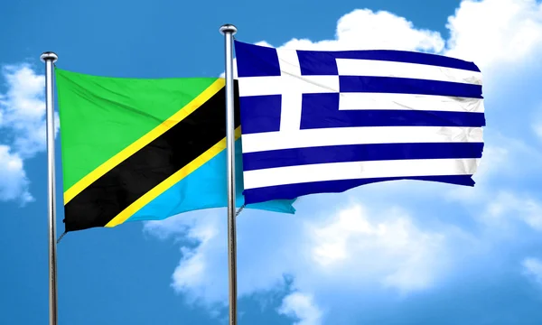 Σημαία της Τανζανίας σημαία με την Ελλάδα, 3d rendering — Φωτογραφία Αρχείου