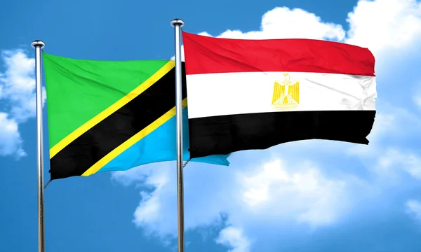Tanzanias flagga med Egypten flagga, 3d-rendering — Stockfoto