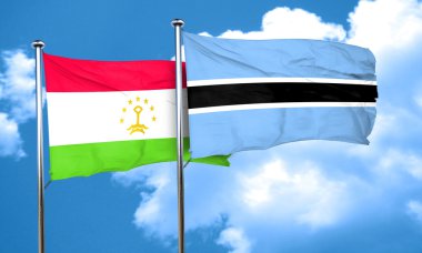 Tacikistan bayrağı Botsvana bayrağı, 3d render ile