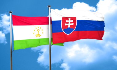 Tacikistan bayrağı ile Slovakya bayrağı, 3d render
