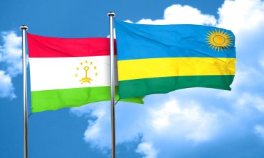Tacikistan bayrağı ile Ruanda bayrak, 3d render