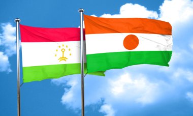 Tacikistan bayrağı Nijer bayrak, 3d render ile