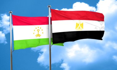 Tacikistan bayrağı Mısır bayrağı, 3d render ile