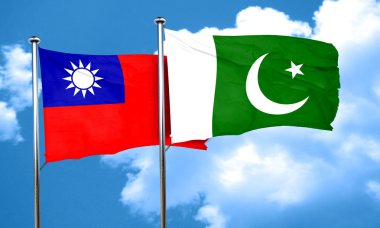 Tayvan bayrağı Pakistan bayrağı, 3d render ile