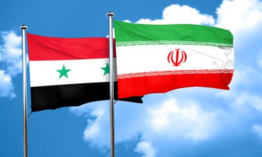 Suriye bayrağı Iran bayrağı, 3d render ile
