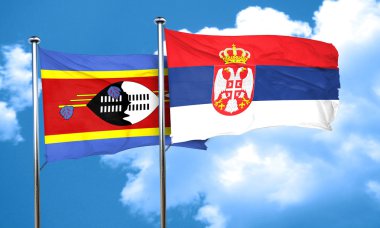 Svaziland bayrak Sırbistan bayrağı, 3d render ile