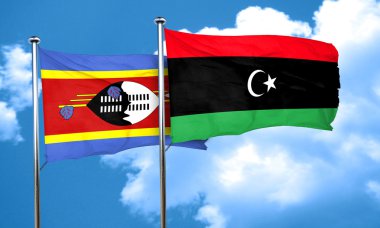 Svaziland bayrak Libya bayrağı, 3d render ile