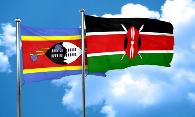 Svaziland bayrak Kenya bayrak, 3d render ile