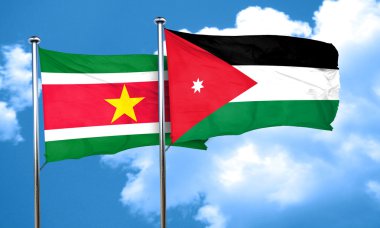 Surinam bayrak Jordan bayrak, 3d render ile