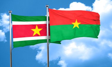 Surinam bayrak Burkina Faso bayrak, 3d render ile