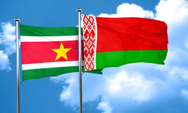 Surinam bayrak Beyaz Rusya bayrağı, 3d render ile